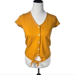 J. Crew size XXS Mustard V-Neck Button-Down Textured Shirt